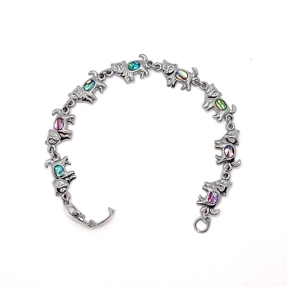 Bracelet Cats Links Silver Tone 7.25” - Picture 1 of 5